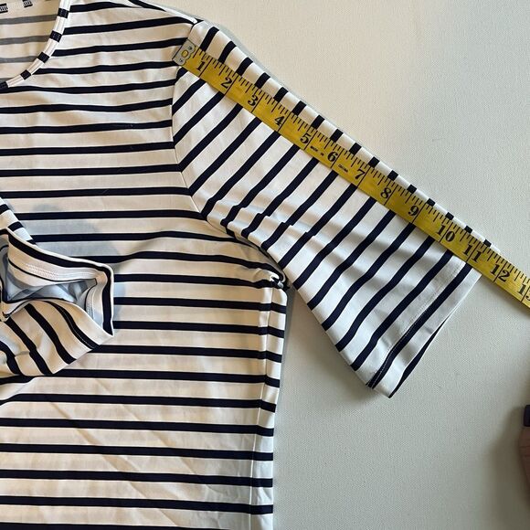 Lands’ End Women’s XL Sunshade UPF50 Elbow Sleeve Rash Guard Navy And White - Picture 6 of 7